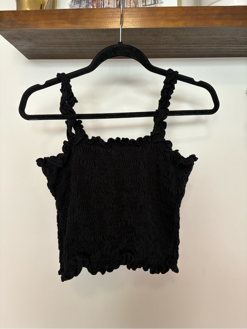 Old Navy Black Smocked Ruffle-Strap Tank